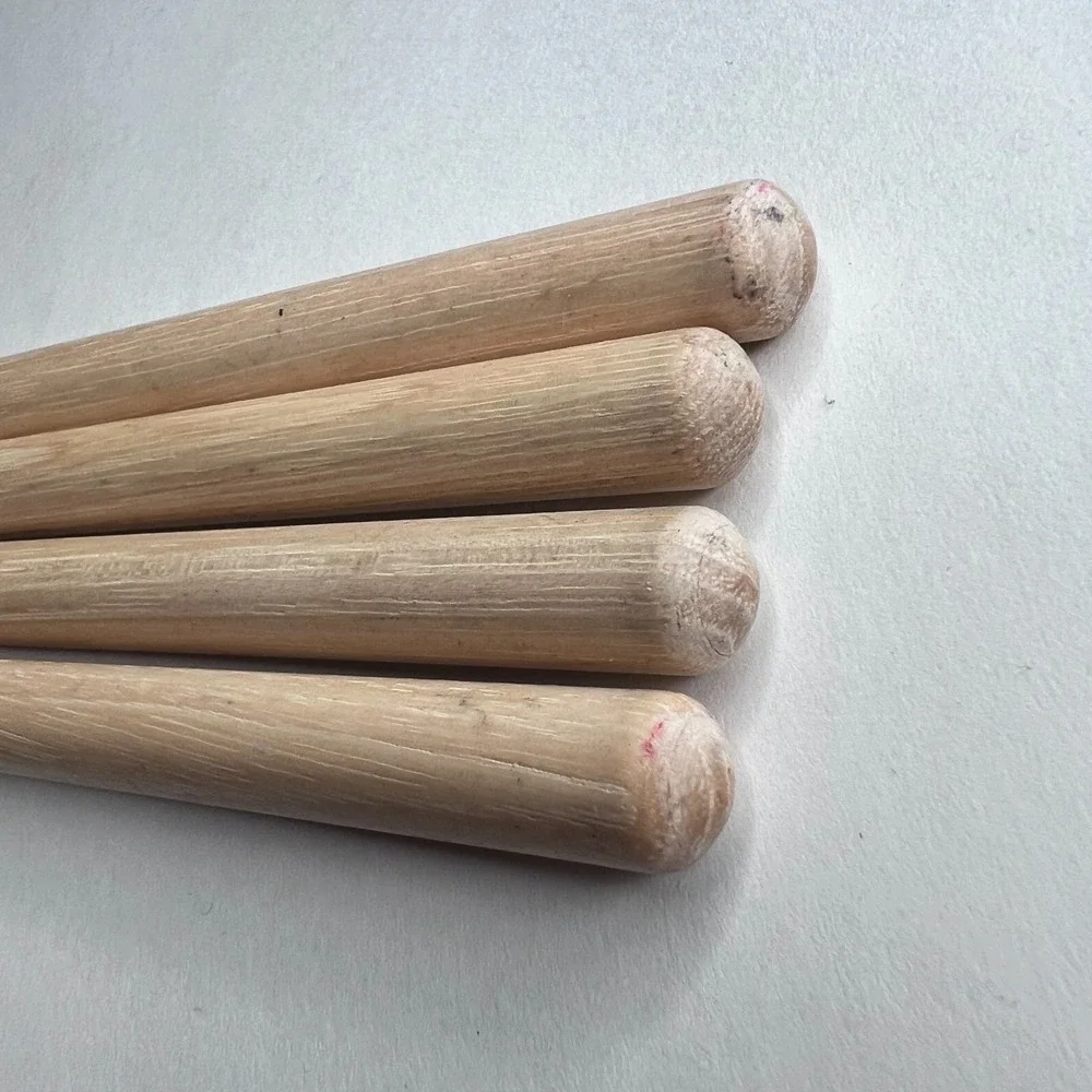 Wooden‎ Drum Sticks Nylon Tip Set of 4 Natural Wood Unbranded 16